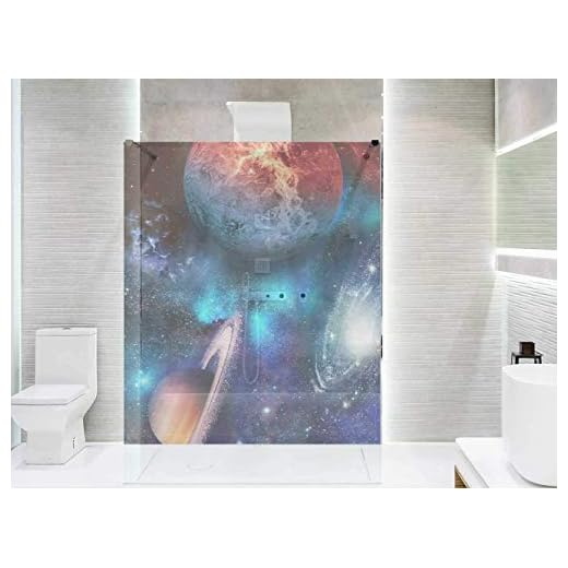 Transparent vinyl för duschväggar och badkar planeter | flera mått 200 x 60 cm | tålig och lätt att applicera lim dekorativ dekal dekorativ design