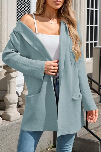 Cakulo Womens Long Hooded Cardigan Sweaters Oversized Fall Cardigans 2025 Open Front Knit Sweater Coats Pockets2