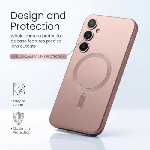 Image of amazon basics Premium Mag-Safe Case for Samsung Galaxy S23FE 5G | Shockproof & Anti-Scratch Cover | Soft Silicone with Wireless Charging | Camera Lens Guard - Rose Gold