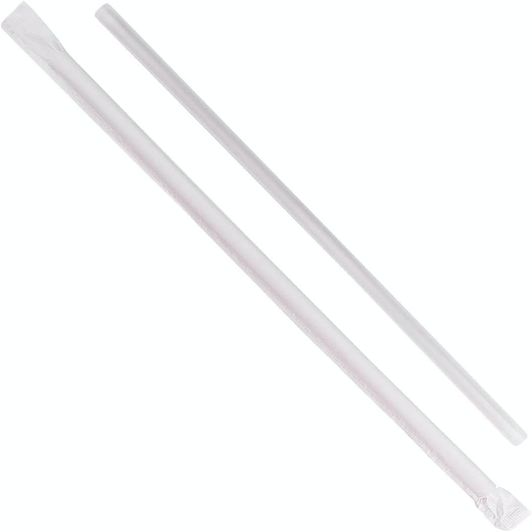 Wrapped 500 Pack - 10.25 inch Wrapped Jumbo Drinking Straw, Foodservice Disposable Drinking Straws, Box of 500 Count.