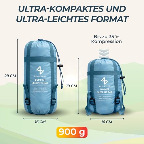 Schlafsack Erwachsene Kinder Sommerschlafsack 100GSM 900g Blau – Ansicht 3