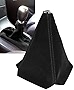 YAKEFLY Universal Car Shift Boots Shift Knob Dust Cover MT Gear Shift Cover,PU Leather Shifter Boot Retainer Stick Shift Sleeve Gear Shifter Boot Gear Gaiter Cover (Black Suede/Stitching)