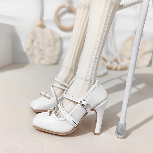 Chaussures poupée BJD 1/4 talons hauts blancs vernis de haute qualité pour SD de 45 cm