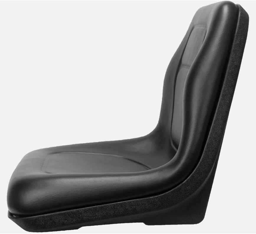 뒤쪽에 view of the black vinyl lawn mower seat