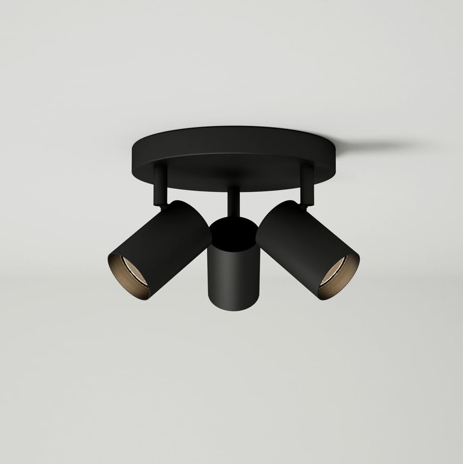 Pebble Grey Odell 3 Plate Spotlight 243 x 210 x 115.5mm Black - Bathroom Lighting, Kitchen Lighting, Spotlights, GU10 Light Fitting, Black Ceiling Lights, Light Fixture, IP44 Bathroom Ceiling Lights