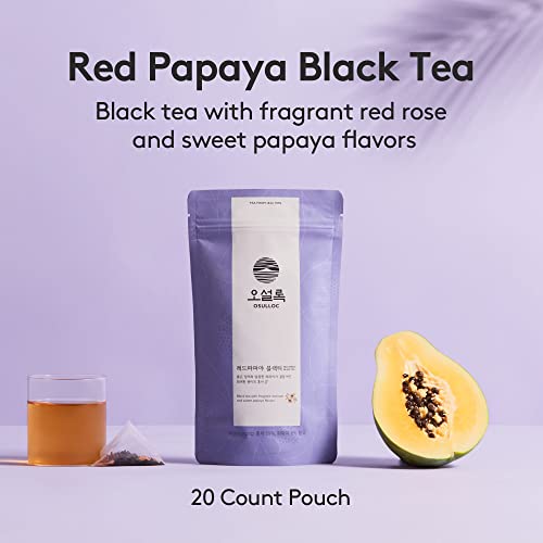 Osulloc Red Papaya Black Tea (Rosehip & Papaya Scent) | Korean Premium Blended Tea Bag | Sweet Fruit Tea | 20 Count Tea Bags, 1.27Oz #TOP1