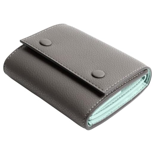 [MALTA] 三つ折り財布 レディース ボックス型 小銭入れ 牛革 レザー カード入れ 大容量 ミニ財布 コンパクト 小さい財布 メンズ ミニウォレット グレー/ブルー