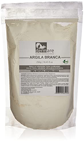 Dermare Argila Branca Clareadora 250g – Peles Sensíveis e Desidratadas | Uso Facial, Corporal e Capilar