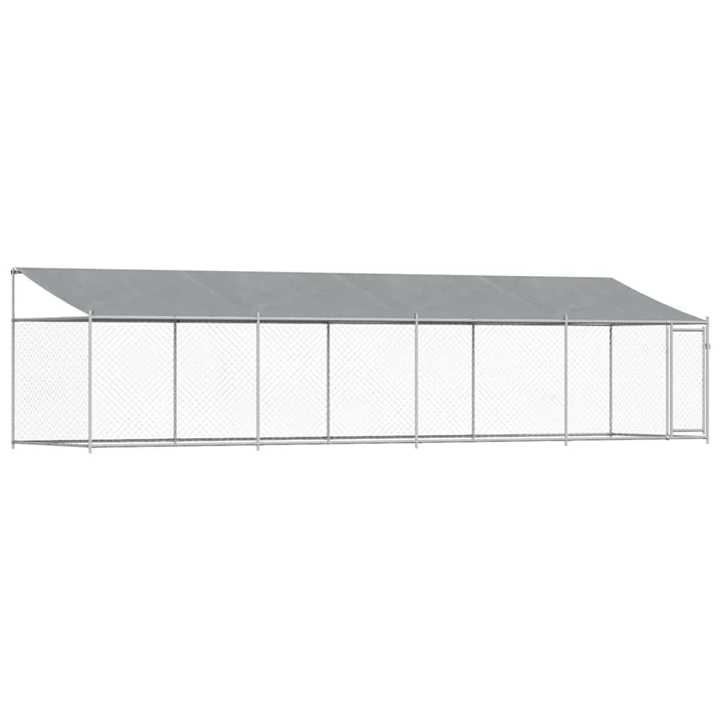 Cuccia per cani con tetto e porta, grigio, 8 x 2 x 2 m