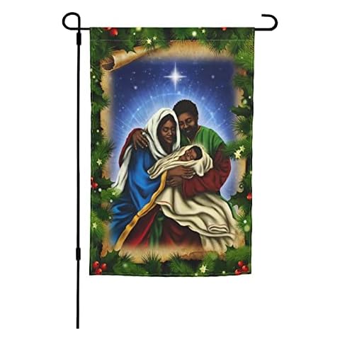 African American Garden Flag African American Black Holy Family Flag Nativity Scene Small House Flag Double Sized Decor Holiday Party Tapestries Front Yard Sign Outdoor Decoration 18 X 12 Inch Cover