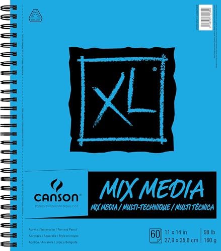 Canson Artist Series Mixed Media Paper Pad - 5.5x8.5 Inch, 30 Sheets, 138 Lb, Dual Texture For Wet/Dry Media
