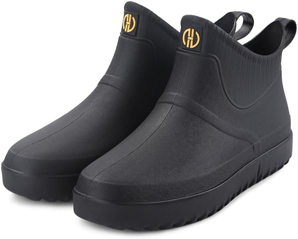 jessie Men Rain Boots Outdoor Slip On Waterproof Non-Slip Rubber Ankle Boots Rain Booties - Image 4