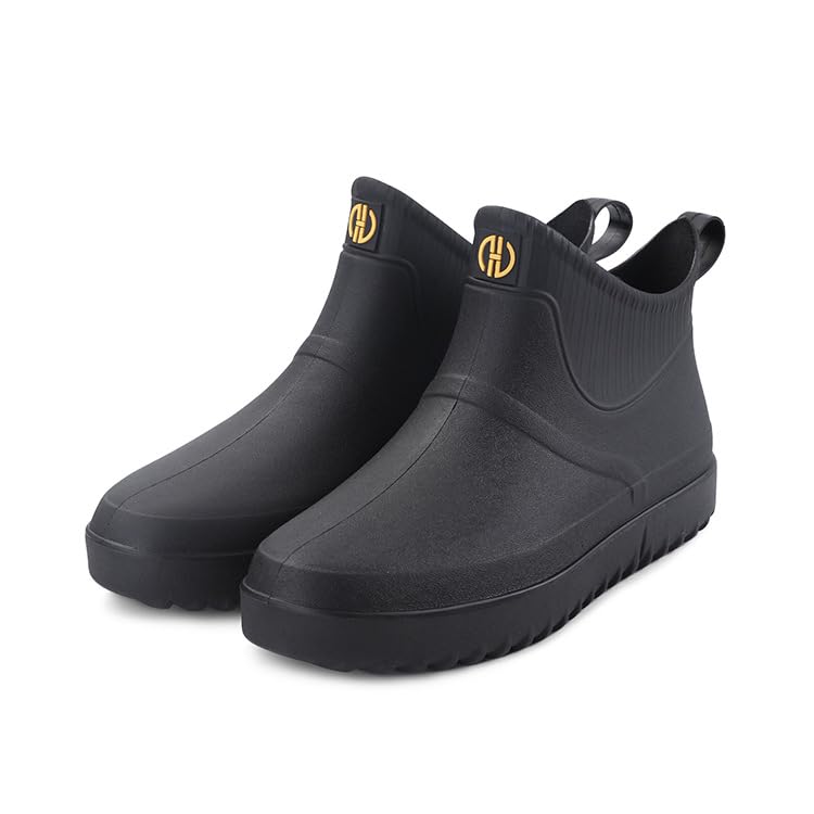 jessie Men Rain Boots Outdoor Slip On Waterproof Non-Slip Rubber Ankle Boots Rain Booties3