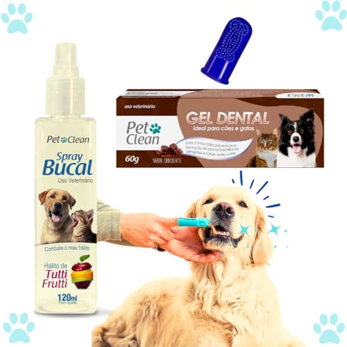 Kit Gel Dental Pet + Spray Bucal + Escova Dedeira Pet (Chocolate)