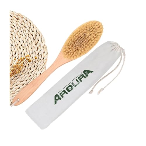 Aroura Premium Glow: Organic Bliss Shower and Dry Brush Set for Exfoliating Cellulite Reduction and Lymphatic Massage - Body Brush for Women and Men