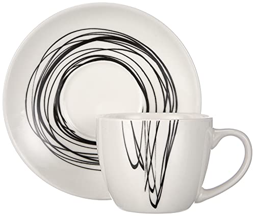 Tognana Graphic - Juego de 6 tazas de café con plato a juego, 80 cc, altura: 6 cm, porcelana de ceniza de hueso, color… - Imagen 5