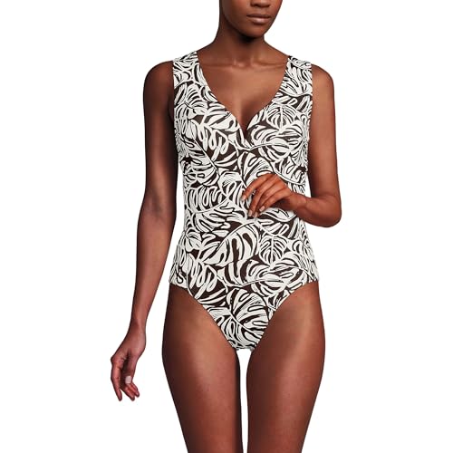 Lands' End Women's Sculpting Suit Sweetheart V-Wire High Leg One Piece Swimsuit