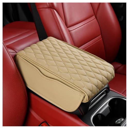 Coche Funda Consola Central Reposabrazos para Lancia Lybra Ypsilon Thesis Kappa,Cuero Impermeable Cojín Apoyabrazos Alfombrilla Protector Accesorios,A-Beige
