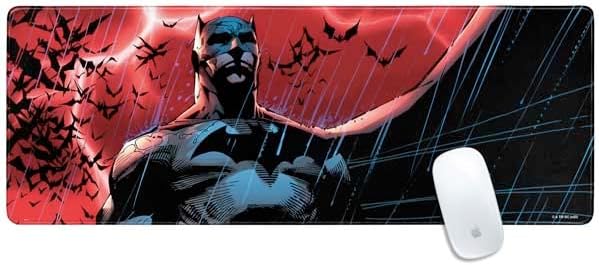 Skinit Large Gaming Mouse Pad - Officially Licensed Batman Red Sky Design with Stitched Edges, Waterproof, Non-Slip Rubber Base, Desk Mat for Keyboard & Mouse, 31.5" x 11.8" inches