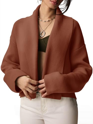 Image of Saodimallsu Womens Cropped Cardigan Open Front Shawl 2026 Fall Trendy Long Sleeve Sweater Jacket