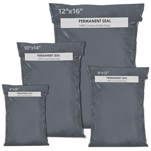 Image of 100 Mixed Compostable Mailing Bags Poly Postal Self Seal Bags 4 Sizes 25 from Each iSOUL Small to Large Mailing Bags postage Bag Packaging Assorted Mailers Posting Shipping Post Parcels Package Bags