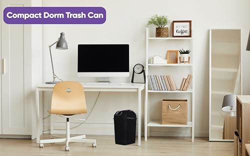 Image of Superio Medium Trash Can with Lid 4.5 Gallon Plastic Swing Top Garbage Can Slim Waste Bin for Under Sink /Cabinet, Laundry Room, Kitchen, Office, Bedroom, Bathroom, College Dorm, 18 Qt, Black, 2