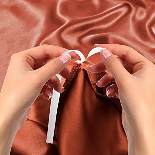 Image of Ersmak 6 Pieces Satin Duvet Cover King Size Luxury Silky Bedding Duvet Cover Set with 1 Soft Duvet Cover, 4 King Pillowcases and 1 Body Pillowcase, Rust Orange