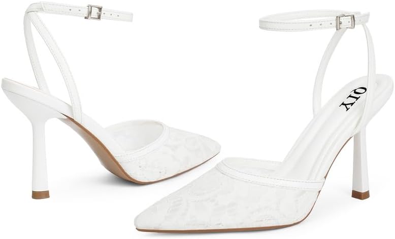 Closed Toe Ankle Strap Heels Women Pumps Pointed Toe Heeled Sandals for Women Stiletto Wedding Dress Shoes - Image 4