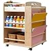 kidi house Art Activity Cart Wooden Rolling Utility Cart with Wheels 3-Tier Art Cart Organizer for Kids Multi-Functional Movable Birch Storage Cart Art and Crafts Supply Shelf Montessori Furniture