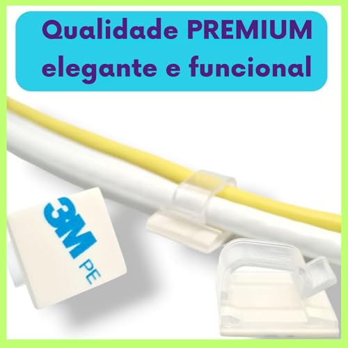 Organizador de Cabos e Fios Kit com 36 Peças Unidades Clipes 13 mm Autoadesivos Fita Dupla Face Pass