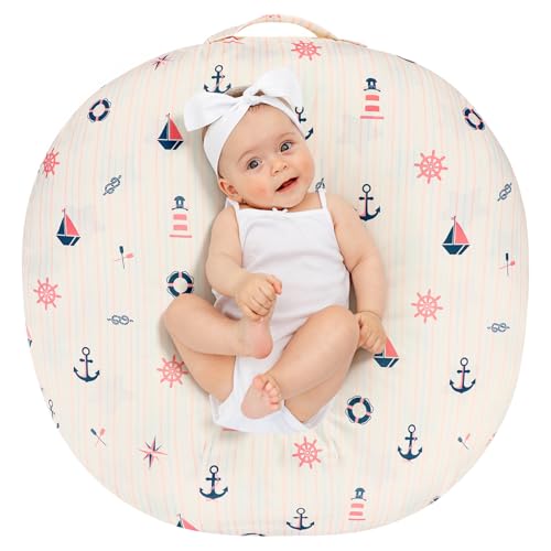 Image of DILIMI Newborn Lounger Cover, Ultra Soft Comfortable Lounger Slipcover Removable Cover for Infant Lounger Pillow, Navigation Anchor (Lounger Pillow Not Included)