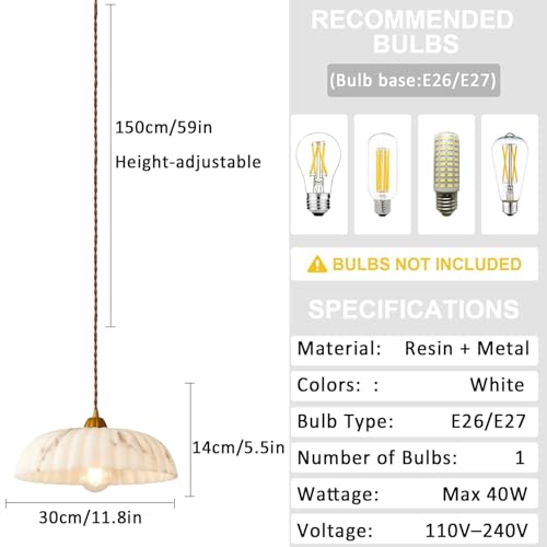 Suspension Wabi Sabi haut de gamme en résine fine de 30 cm pour décoration intérieure moderne