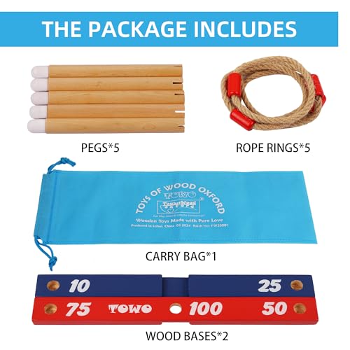 TOWO Wooden Quoits Ring Toss Game for Kids and Adults - Image 4