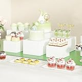 Buffet Riser Acryl Ständer für Präsentation, 6 Stück Weiße Buffet Erhöhungen Dessert-Ständer mit hohlen Böden 6 verschiedene Würfelgrößen Displayständer Dessert Tisch Display Set für Lieferanten