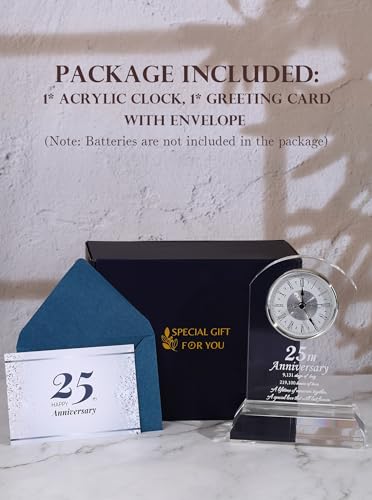 DEEWISH 25th Wedding Anniversary Clock, Best Gifts Ideas for Couple Parents Wife Husband 25 Years of Marriage for Him Her - Image 2