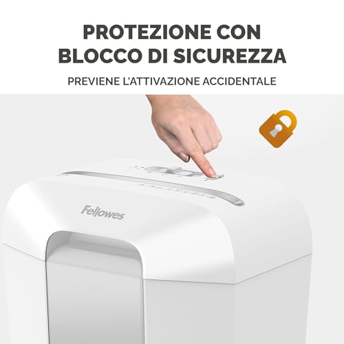 Fellowes Niszczarka do dokumentów, 11 arkuszy (P4), rozdrabniacz papieru z cięciem cząstek do domowego biura i biura, Powershred LX70, niszczarka z koszem 18 l i blokadą bezpieczeństwa, 4 x 40 mm