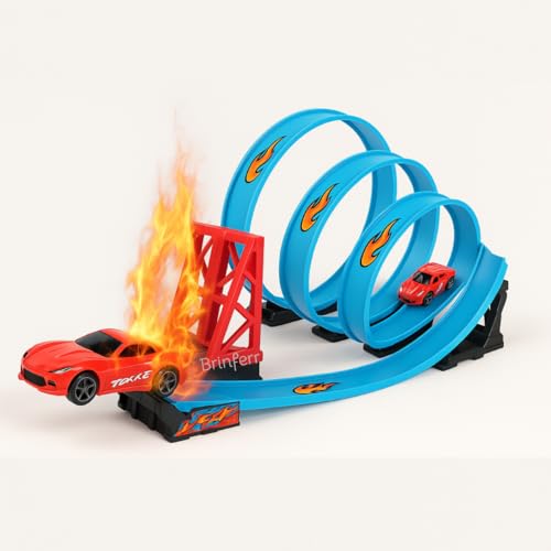 Pista De Corrida 4 Loops 360 Carro Fricção Fire Track 24 Pcs