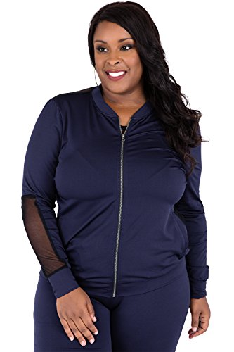 Poetic Justice Plus Size Curvy Women's Navy Zip Up Activewear Tracksuit Jacket Size