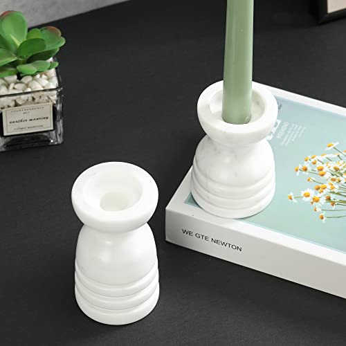 Worhe Candle Holders True Natural Travertine Stone Dia. 2.5" Set Of 2 Premium Marble Candlestick Holder For Wedding Dinning Party, Candle Stand For Dia. 3/4" Candles Color White (Ch6065Yl) #TOP3