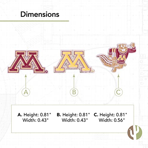 Image of Desert Cactus University of Minnesota Lapel Pin MINN Golden Gophers Made of Metal for Formal Wear, Bag and Hat Jewelry, and Tie Tack (Pin Set)