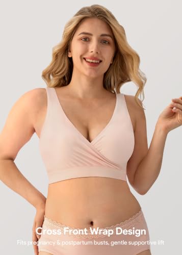 Image of HBselect Nursing Bras for Breastfeeding, Maternity Nursing Sleep Bra Wireless Pregnancy Sleep Bralette 3 /5 Pack