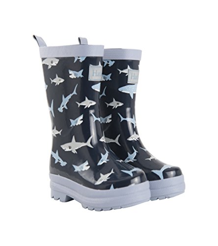 Hatley Boys' Printed Rain Boots Raincoat, Shark Frenzy, 3 US