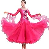 JRUIA Women's Modern Waltz Costume Standard Ballroom Dance Dresses for Professional Competition Embroidery Big Swing Skirt,B,S