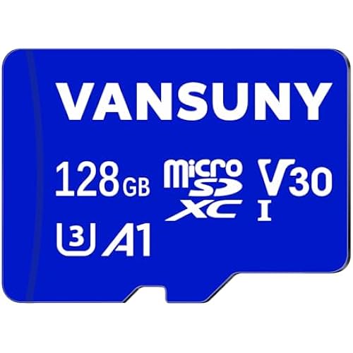 Vansuny Micro SD Card 128GB microSDXC Memory Card with SD Adapter A1 App Performance V30 4K Video Recording C10 U3 Micro SD for Phone, Security Camera, Dash Cam, Action Camera