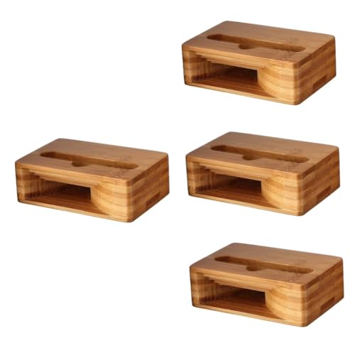 HOMSFOU 4pcs Smart Car Accessories Desk for Phone Stand Mobile Holder Wood Loudspeaker Holder Cell