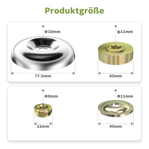 Forever Speed Rasenmäherzubehör enthält 5 Metallzahnrad-Messer-Muttern-Sets, Rasenmähermesser-Adapter-Sets, Stahlbürsten Zubehör
