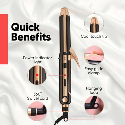 Image of Vega 3 in 1 Hair Styler for Women, (India's No.1 Appliance Brand) | Straightener, Curler and Crimper, Quick Heat up, Suitable for All Types, Gold-Black (VHSCC-01)