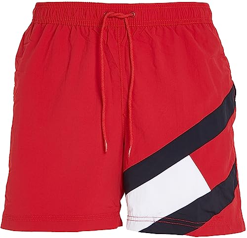 Tommy Hilfiger Hombre Bañador SF Medium Drawstring Largo, Rojo (Primary Red), L