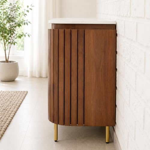 Image of The Attic Carlston 3 Drawer Chest, Multipurpose Cabinet for Kitchen and Living Room Storage, Classy Chest of Drawers, Solid Mango Wood, Provential Teak Matte Finish