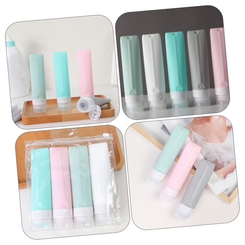 ETHZZLE 4Pcs Silicone Refillable Travel Bottles Squeeze Containers for Shampoo Lotion Sunscreen Compact Portable Sub Bottles for Cosmetics and Toiletries